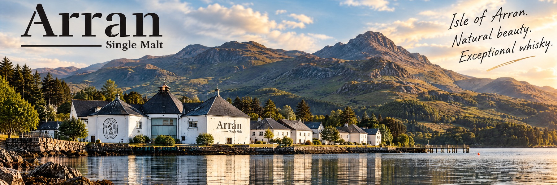 Wybrzeże wyspy Arran z destylarnią w Lochranzy