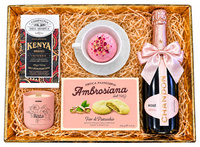 Złoty zestaw prezentowy na tacy różowy Chandon Rose